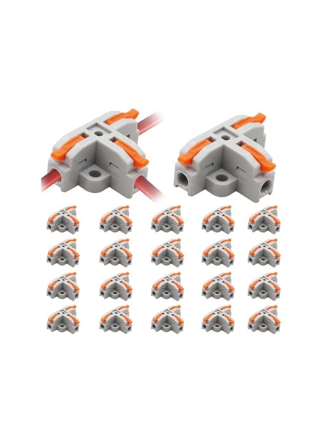 PROMASS promass 20pcs T-Type Lever Wire Connector Compact Splicing Connectors Quick Wiring 3 Pin 1 Way Wire Connector Suitable for AWG 28-12 Push in Terminal Wire Connector(Orange)  - Image 1