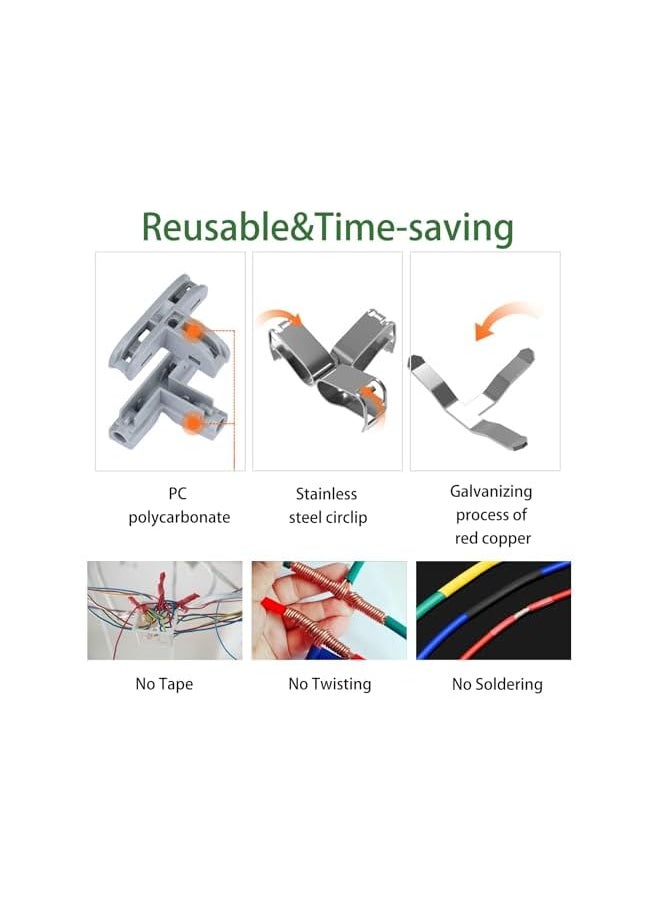 PROMASS promass 20pcs T-Type Lever Wire Connector Compact Splicing Connectors Quick Wiring 3 Pin 1 Way Wire Connector Suitable for AWG 28-12 Push in Terminal Wire Connector(Orange)  - Image 2