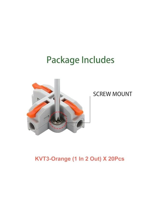 PROMASS promass 20pcs T-Type Lever Wire Connector Compact Splicing Connectors Quick Wiring 3 Pin 1 Way Wire Connector Suitable for AWG 28-12 Push in Terminal Wire Connector(Orange)  - Image 5