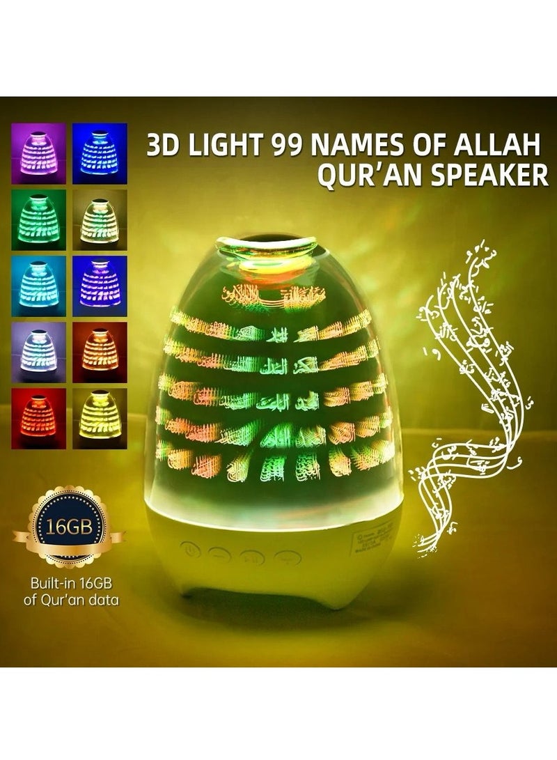 إيكوانتو مكبر صوت القرآن للأطفال قابل للتحكم عبر اللمس/التطبيق/الريموت مع عرض ثلاثي الأبعاد لأسماء الله ومصباح ليلي بتقنية البلوتوث - تشغيل صوت القرآن عالي الجودة - القرآن بالعربية و16 تلاوة و16 ترجمة - Image 2