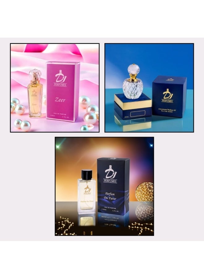 DJ Perfumes Special Collection Set of 3pcs Zeer and Parfum Du Fatur 100ml each and Elixir Oil 6ml  - Image 1