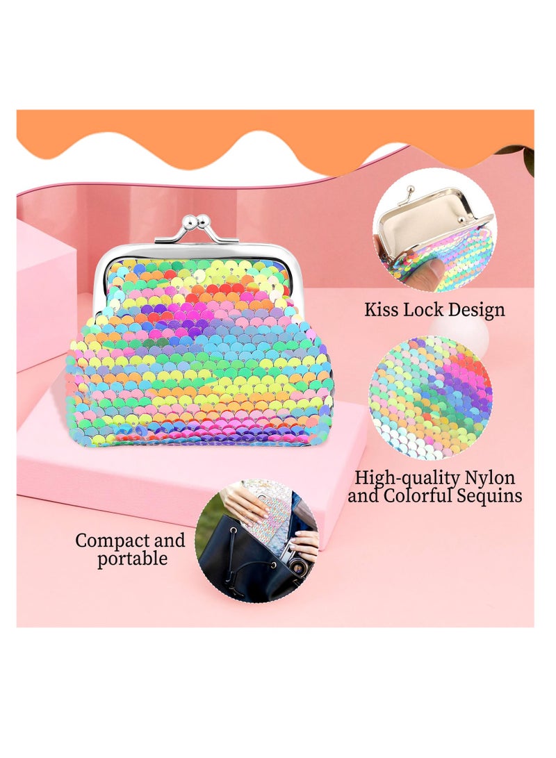Reversible Sequin Coin Purse, 2-Piece Set, Mini Wallet with Kiss-Lock Closure  - Image 3