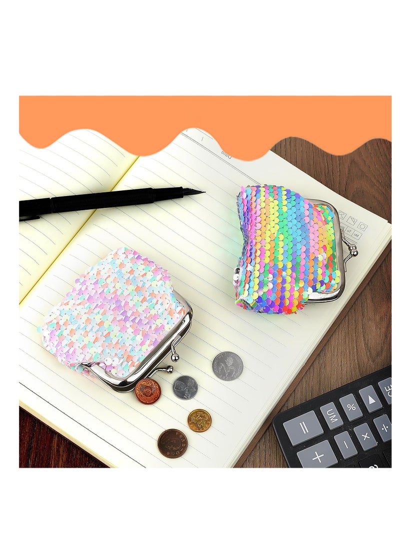 Reversible Sequin Coin Purse, 2-Piece Set, Mini Wallet with Kiss-Lock Closure  - Image 4