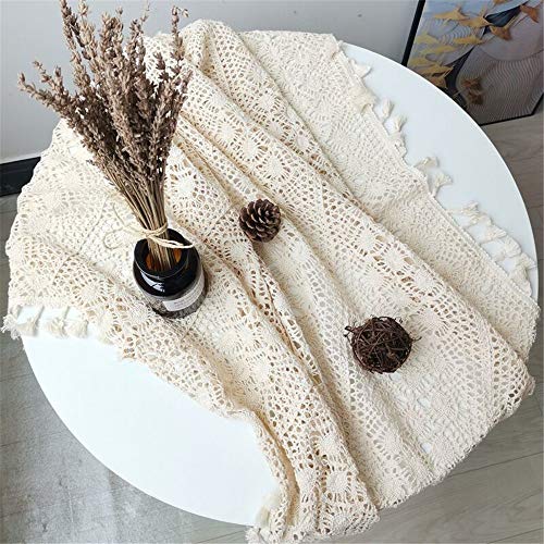 BMIDRUT Vintage Crochet Tablecloths Lace Doilies Cotton Beige Square Tablecloths Table Cover Table Topper Wedding Home Party Decoration - Image 5