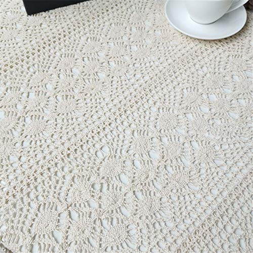 BMIDRUT Vintage Crochet Tablecloths Lace Doilies Cotton Beige Square Tablecloths Table Cover Table Topper Wedding Home Party Decoration - Image 2