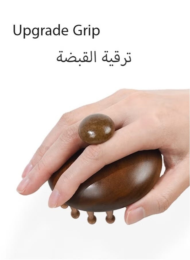 ماركة غير محددة مدلك فروة الرأس الخشبي بمقبض، فرشاة تدليك، مدلك فروة الرأس بخشب الصندل.  - Image 3