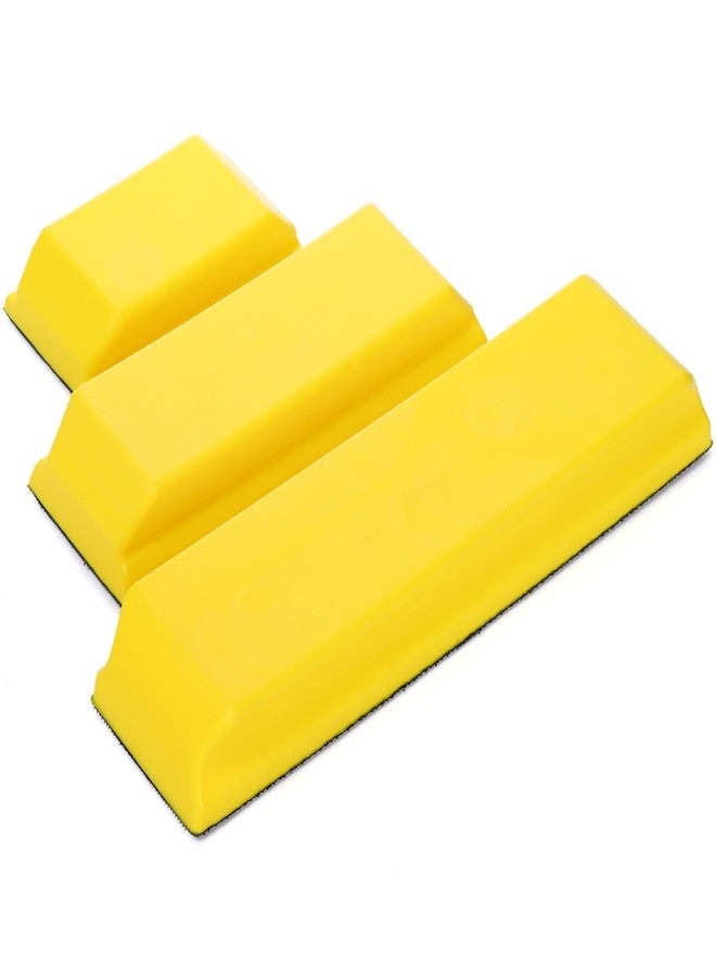 Fasmov Sanding Block Set, 3 Pack Rectangle Auto Body Sanding Block, 10.75", 7.7" and 4.7", Hook & Loop Backing Hand Sander Tools Kit for Woodworking, Furniture and Crafts Polishing, Yellow - Image 1