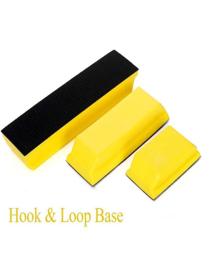 Fasmov Sanding Block Set, 3 Pack Rectangle Auto Body Sanding Block, 10.75", 7.7" and 4.7", Hook & Loop Backing Hand Sander Tools Kit for Woodworking, Furniture and Crafts Polishing, Yellow - Image 3