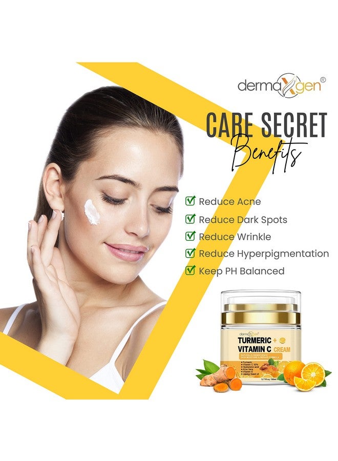 dermaxgen Turmeric Face Cream + 30% Vitamin C Glow Boosting Moisturizer & Skin Repairing, Hydrating With Organic Ingredients Anti-Aging Facial Cream, Normal, Dry, Oily & Combination Skin - 1.7 Fl Oz - Image 2