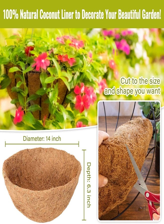 Legigo ZeeDix 3 Pack 14 Inch Hanging Basket Coco Liners Replacement, 100% Natural Round Coconut Coco Fiber Planter Basket Liners for Hanging Basket Flowers/Vegetables - Image 2