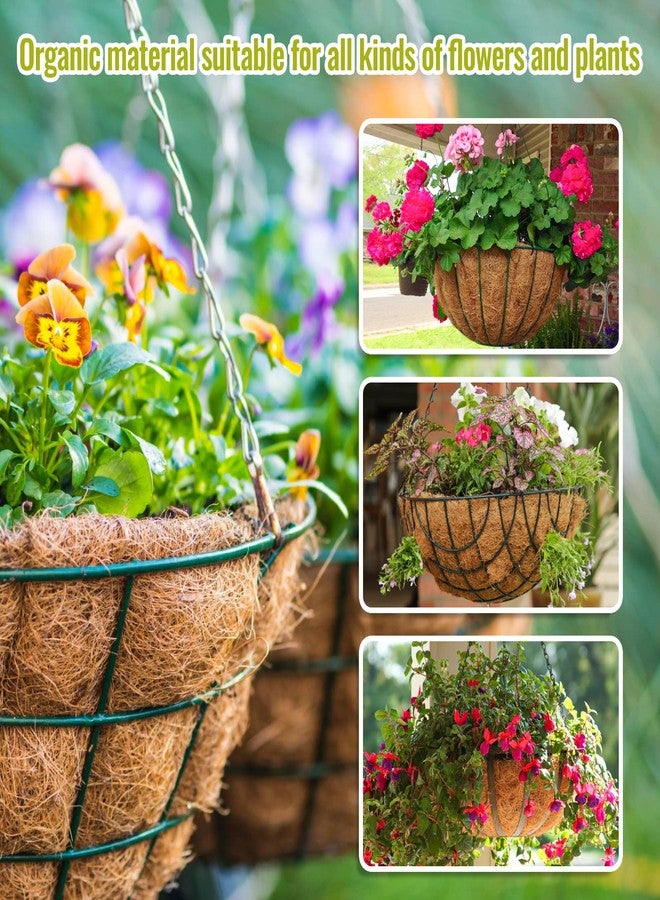 Legigo ZeeDix 3 Pack 14 Inch Hanging Basket Coco Liners Replacement, 100% Natural Round Coconut Coco Fiber Planter Basket Liners for Hanging Basket Flowers/Vegetables - Image 5