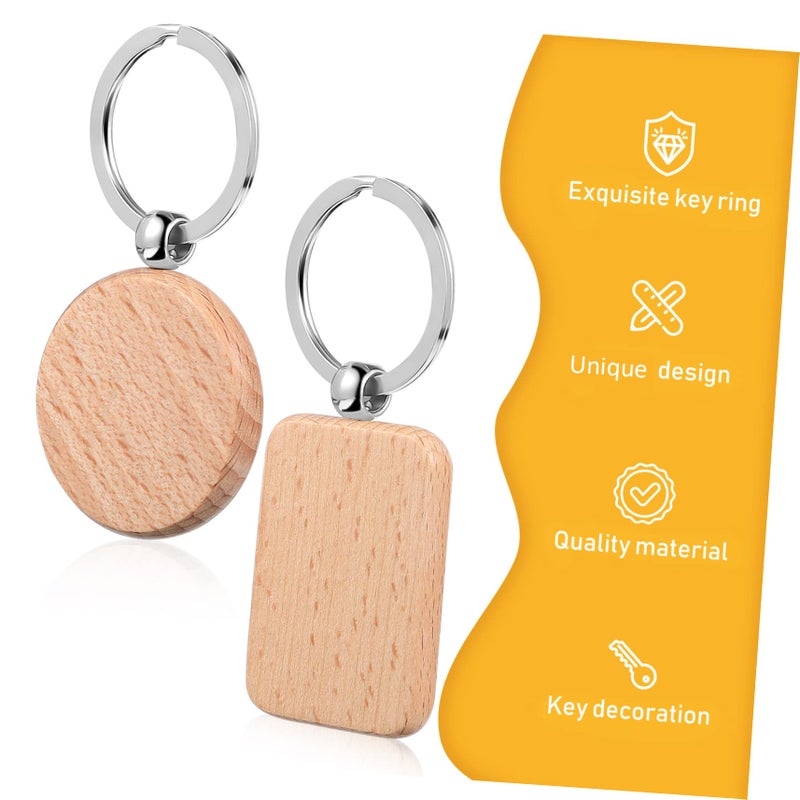Wooden Key Tag Blanks For DIY Crafts 10Pcs Round Rectangle Shape Smooth Edges - Image 5