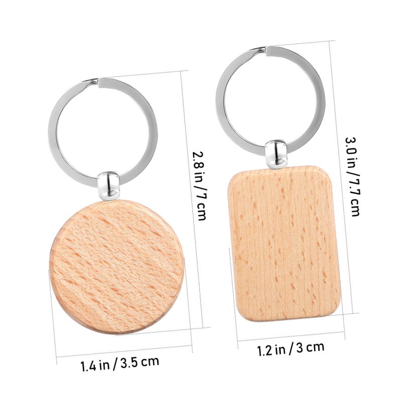 Wooden Key Tag Blanks For DIY Crafts 10Pcs Round Rectangle Shape Smooth Edges - Image 3