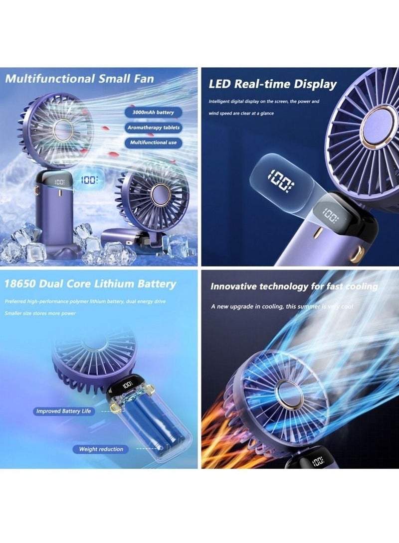 HOMESTAR Portable Hand-Held Fan Office Desktop Multifunctional Folding Double-Headed Small Electric Fan With A Neck Lanyard  - Image 3