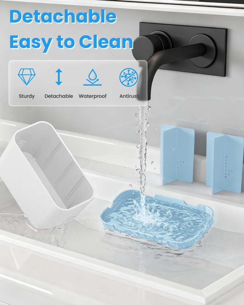 Homtalker Toothbrush and Toothpaste Holders for Bathrooms Countertop - Detachable 5 Slots Kids Electric Toothbrush Holders Set Wall Mounted with Removable Dividers for Bathroom Decor and Accessories Organizer - Image 4