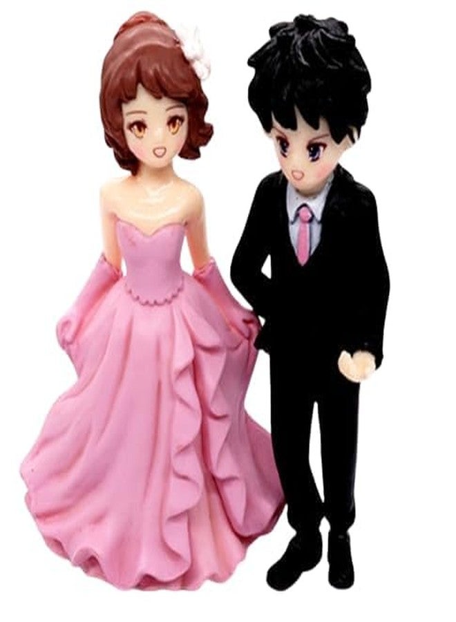 53 Arts Romantic Wedding Couple Miniature - Mini Collectibles Dollhouse, Miniature Fairy Garden Accessories Unique Gifts for Girlfriend/Boyfriend (Pink and Black) - Image 1