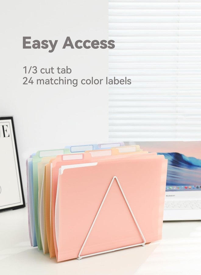 SortRax Plastic Manila Folders 8.5 x 11, 12 Pack, Poly Pastel File Folders, 1/3-Cut Tabs with Colorful Labels, Letter Size - Image 3
