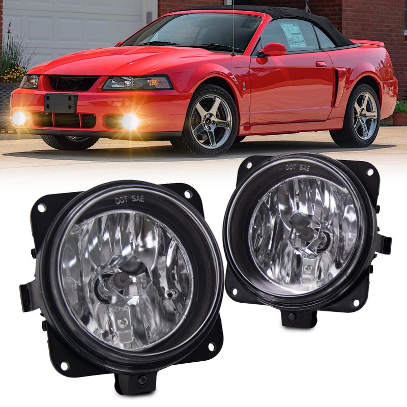 WEZEMLIGHT Fog Lights Assembly Replacement For Ford Escape 2005 2006Ford Focus SVT 20022004 Ford Mustang Cobras 2003 2004Cobra Model Only Lincoln LS 2002 With H10 12V 42W 1 pairClear Lens