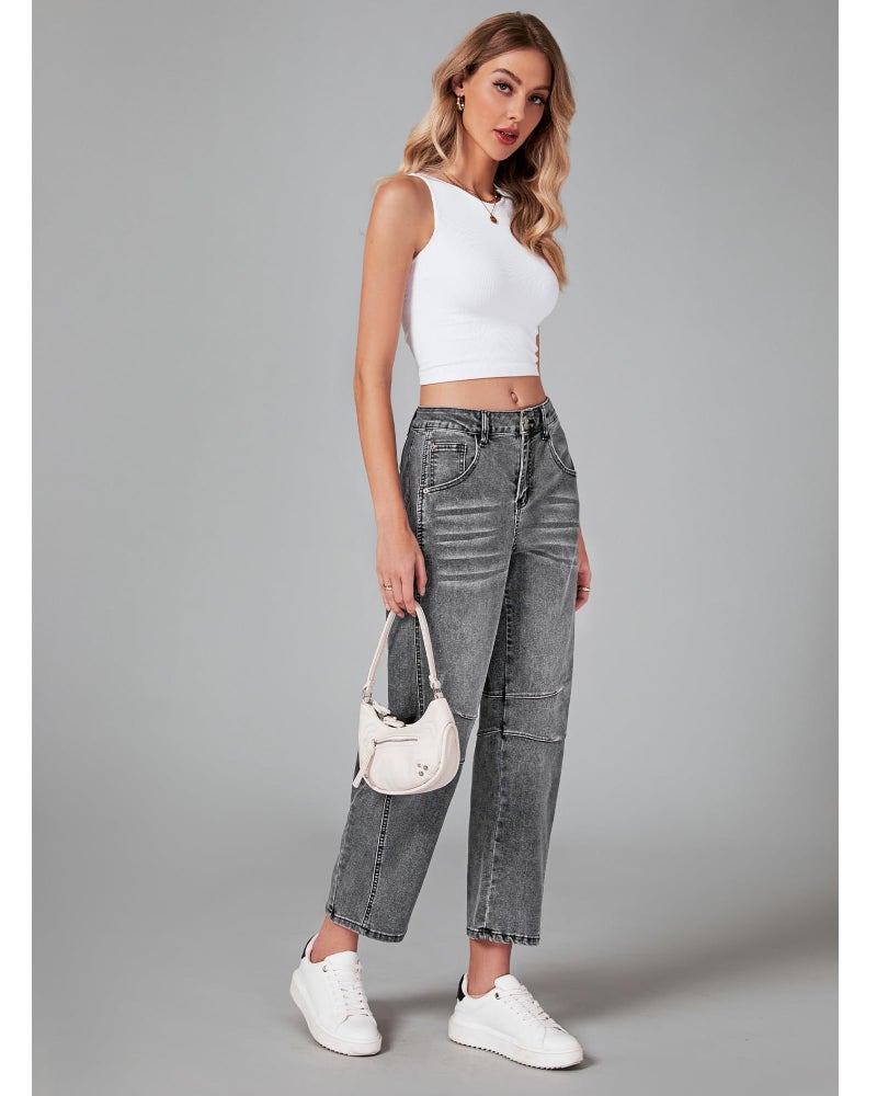 GRAPENT Cute Clothes Western Jeans for Women High Rise Jeans Women's Relaxed Fit Nashville Outfits for Summer High Waist Jean Pants for Spring Fall Winter Color Foxy Gray X-Large Size 16 Size 18 - Image 5