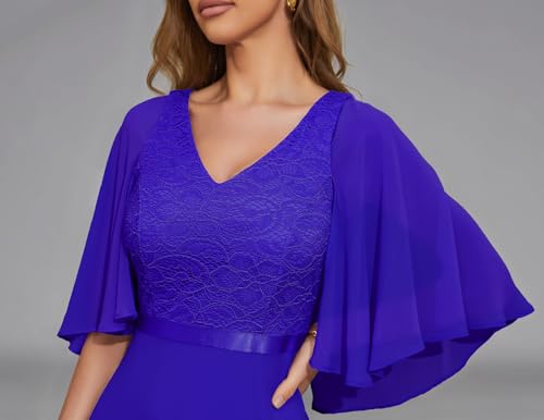 DRESSTELLS Formal Wedding Guest Dresses for Women, Mother of the Bride Cocktail Bridesmaid Evening Gown Party Long Maxi Lace Dress, 2026 Spring, Royal Blue XL - Image 4