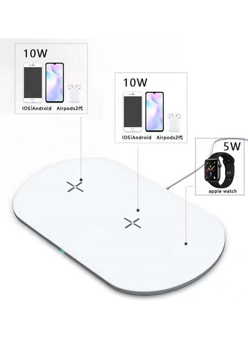 XICEN - Wireless Charger Pad, 3 in 1 Fast Wireless Charger Stand,15W Max Wireless Charging for iPhone 11/11 pro/XR/XS/ 7/8/8 Plus and Galaxy and Apple Watch Series 1/2/3/4/5/6（white） - Image 1