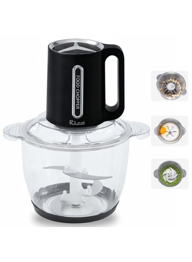 Rico 3 Ltr Electric Chopper | Vegetable Cutter | Garlic Peeler | Meat Mincer & Whipper | 4-in-1 | Stainless Steel Bowl | 4 SS Blades | 3 Speed Control | Heavy Duty | 1 Year Warranty | Indian Kitchens - Image 1