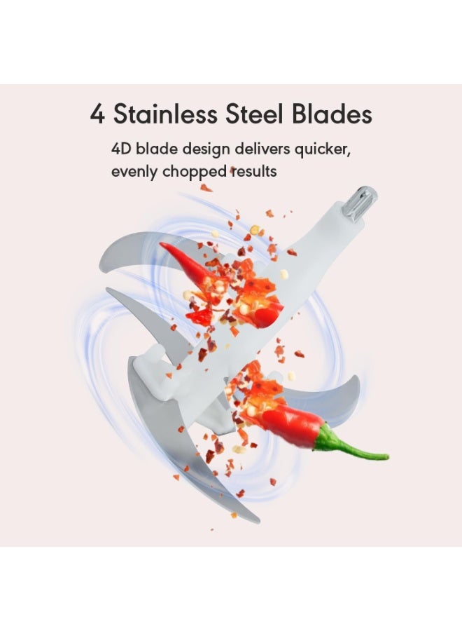 Rico 3 Ltr Electric Chopper | Vegetable Cutter | Garlic Peeler | Meat Mincer & Whipper | 4-in-1 | Stainless Steel Bowl | 4 SS Blades | 3 Speed Control | Heavy Duty | 1 Year Warranty | Indian Kitchens - Image 4