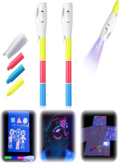 Y&D Invisible Pen with Glow Light, 3 Colors Magic Disappearing Marker Pen, for Writing Secret Diaries, DIY Children's Games, Tattoo Drawing, Party Paintings, and Night Games (2Pcs)  - Image 1