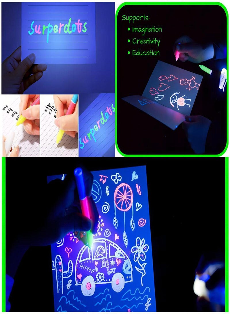Y&D Invisible Pen with Glow Light, 3 Colors Magic Disappearing Marker Pen, for Writing Secret Diaries, DIY Children's Games, Tattoo Drawing, Party Paintings, and Night Games (2Pcs) - Image 4
