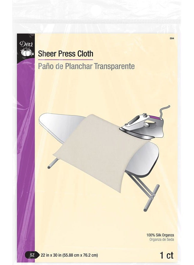 Dritz Sheer Press Cloth-22-inch x 30-inch, Silk, White, 22 x 30 - Image 1