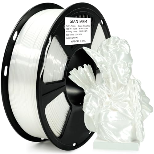 GIANTARM 3D Printer Filament, Silk White Pla Filament, 1Kg(2.2lbs) Spool, 1.75mm Dimension Accuracy +/- 0.03mm, 3D Printing Filament - Image 1