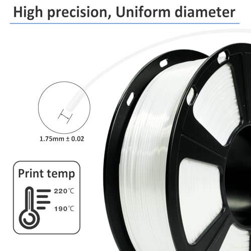 GIANTARM 3D Printer Filament, Silk White Pla Filament, 1Kg(2.2lbs) Spool, 1.75mm Dimension Accuracy +/- 0.03mm, 3D Printing Filament - Image 4