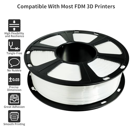 GIANTARM 3D Printer Filament, Silk White Pla Filament, 1Kg(2.2lbs) Spool, 1.75mm Dimension Accuracy +/- 0.03mm, 3D Printing Filament - Image 5