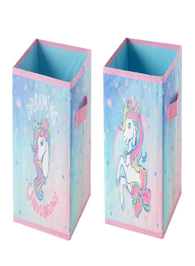 Idea Nuova JoJo Siwa Rainbow Bow Dreamy Unicorn Set of Two Spacious Collpasible Storage Cubes, 10"x10" - Image 1