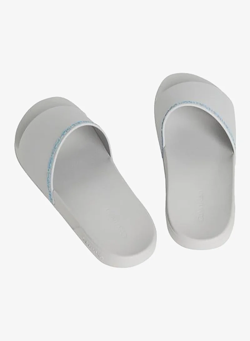 CALVIN KLEIN Harbor Mist/Chillie Blue Essential Institutional Logo Slide Sandals for Men | Best Price UAE