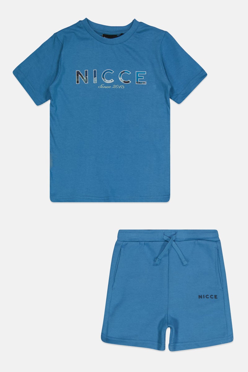 Nicce Kids Boy 2 Pieces Graphic Print Top And Bottom Set, Deep Blue  - Image 1