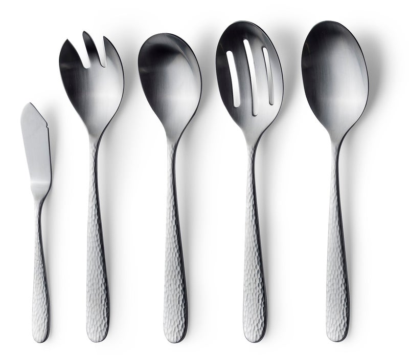 طقم أدوات المائدة دانيا لي المصنوعة من الفولاذ المقاوم للصدأ 1810 بلمسة نهائية مصقولة حديثة 10 قطع مع لمسة مطروقة