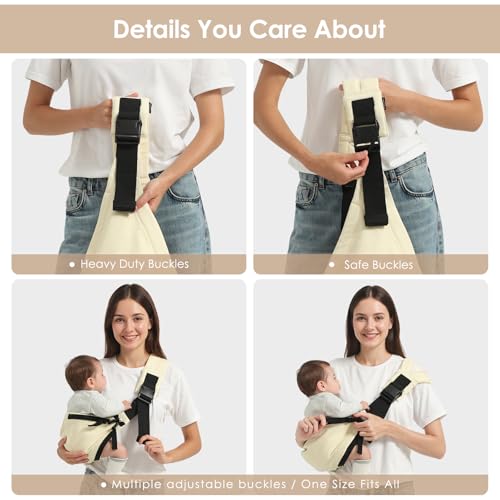 Shiaon Baby Sling Carrier Newborn to Toddler, Adjustable Toddler Carrier Sling Baby Carrier Toddlers Sling Carriers Hip Carriers for 7-40lbs, Black - Image 4
