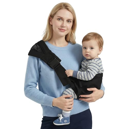 Shiaon Baby Sling Carrier Newborn to Toddler, Adjustable Toddler Carrier Sling Baby Carrier Toddlers Sling Carriers Hip Carriers for 7-40lbs, Black - Image 1