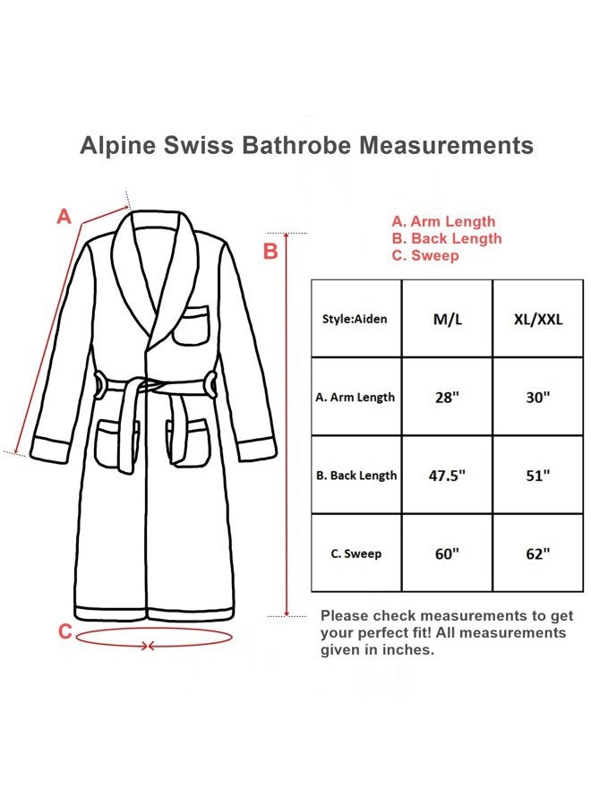 Alpine Swiss روب حمام للرجال من القطن الخالص، قماش تيري فائق الامتصاص، روب سبا، أزرق، كبير جداً-كبير جداً - Image 4