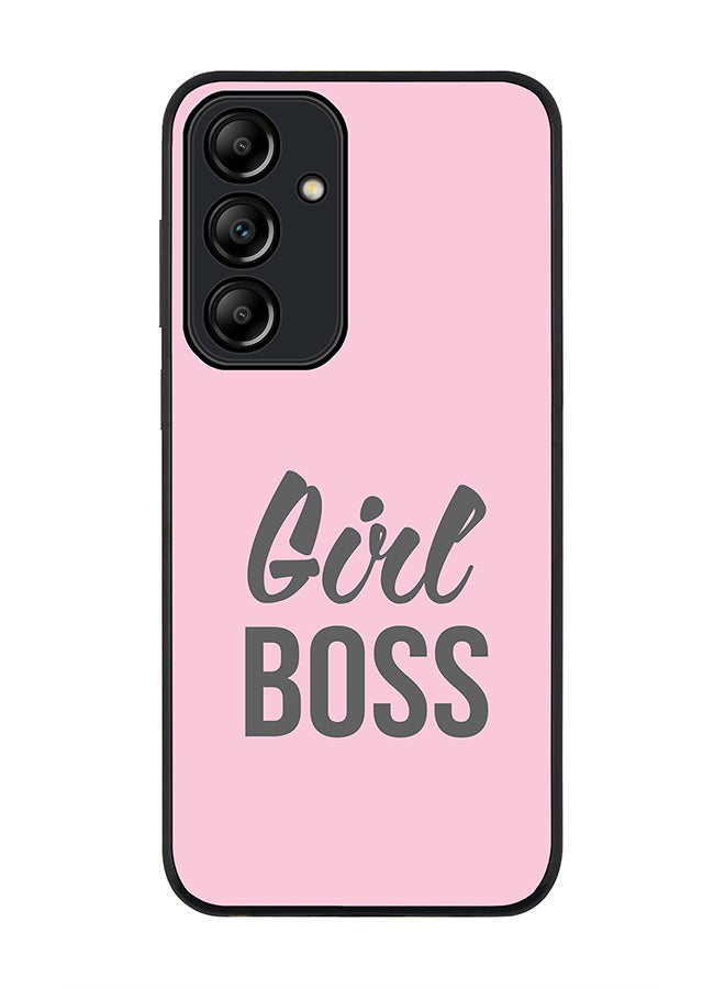 Stylizedd Rugged Black Edge Case for Samsung Galaxy A55, Slim fit Soft Case Flexible Rubber Edges Anti Drop TPU Gel Thin Cover -  Girl Boss (Pink) - Image 1