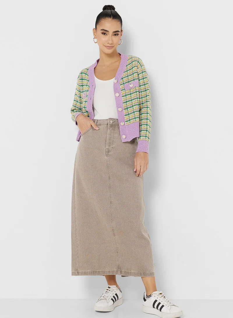Ginger Retro Style Checkered Cardian