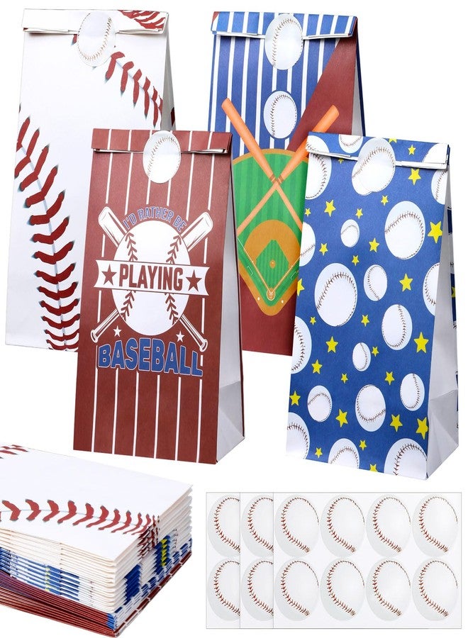 Marspark 24 Pack Baseball Goodie Bags Candy Treat Snack Gift Bags with Stickers Baseball Party Supplies for Sports Event Party Decorations - Image 1