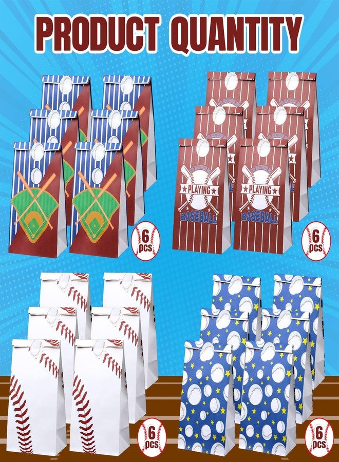Marspark 24 Pack Baseball Goodie Bags Candy Treat Snack Gift Bags with Stickers Baseball Party Supplies for Sports Event Party Decorations - Image 4