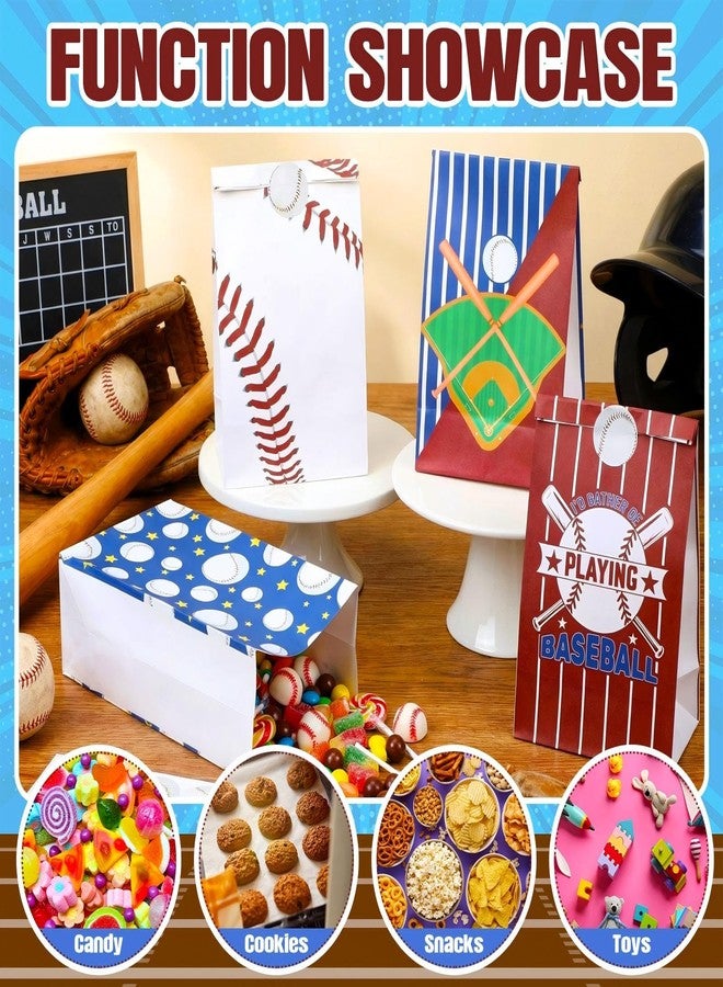 Marspark 24 Pack Baseball Goodie Bags Candy Treat Snack Gift Bags with Stickers Baseball Party Supplies for Sports Event Party Decorations - Image 5