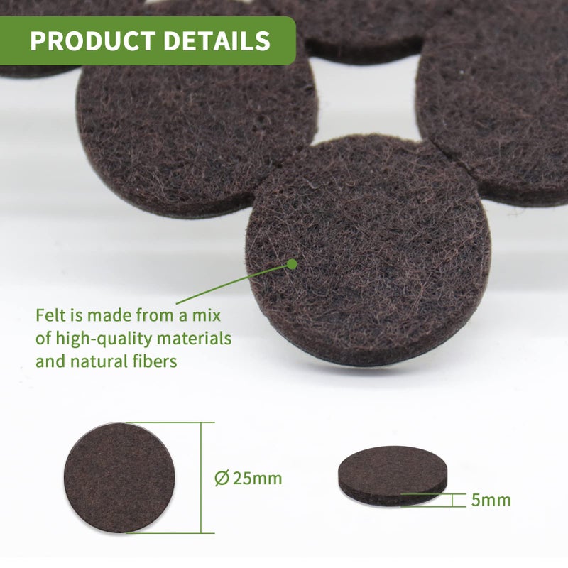 COVERCORNER Felt Furniture Pads for Hardwood Floors 48 PCS, Furniture Pads, Floor Protectors for Hardwood Floors, Felt Pads for Furniture, Round, Dark Brown - Image 3