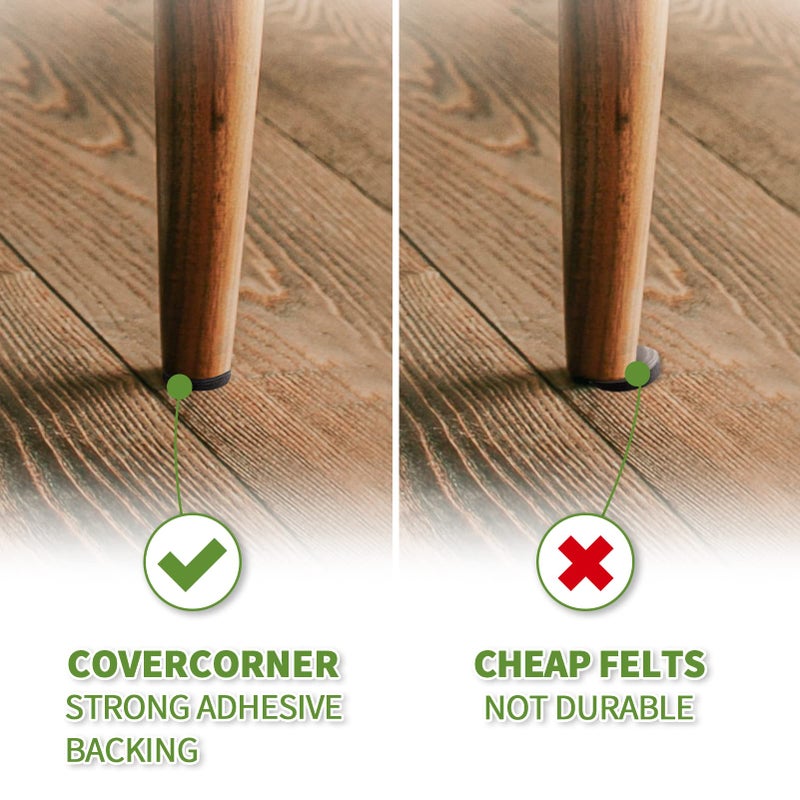 COVERCORNER Felt Furniture Pads for Hardwood Floors 48 PCS, Furniture Pads, Floor Protectors for Hardwood Floors, Felt Pads for Furniture, Round, Dark Brown - Image 4