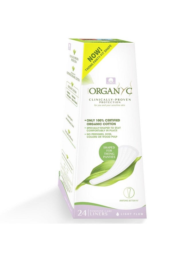 Organyc 100% Certified Organic Cotton Tanga Thong Panty Liners, Ultra Thin Liners for Women, Light Flow, 24 Count - Image 1