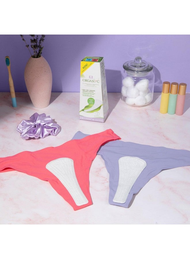 Organyc 100% Certified Organic Cotton Tanga Thong Panty Liners, Ultra Thin Liners for Women, Light Flow, 24 Count - Image 5