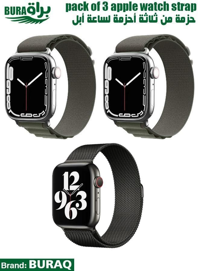BURAQ Apple Watch Band Strap For Apple Watch Ultra 2/Ultra 49mm, Series 10 46mm, 9/8/7 45mm, SE2/SE/6/5/4 44mm, 3/2/1 42mm